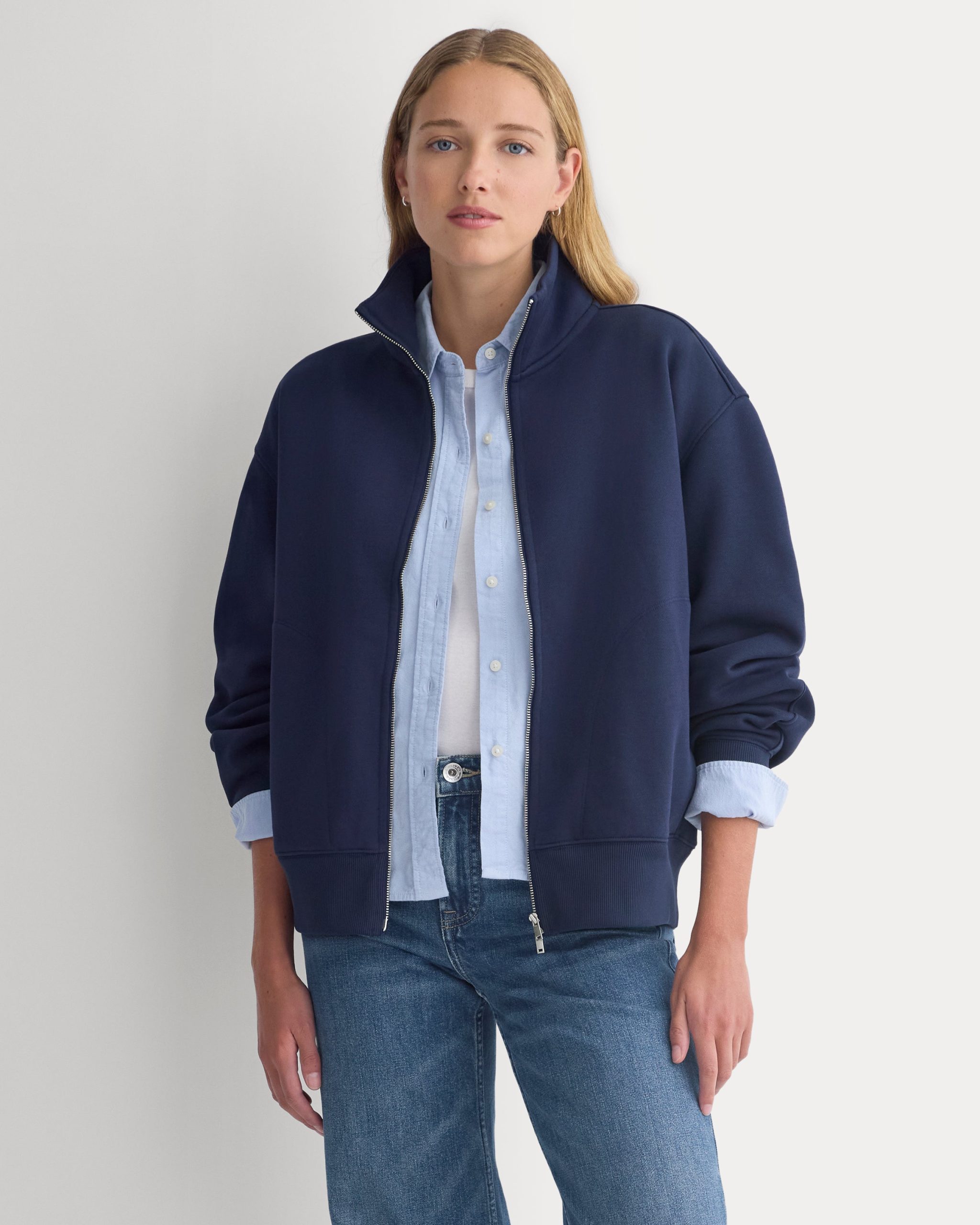 Luxe Fleece Full-Zip Turtleneck | Navy